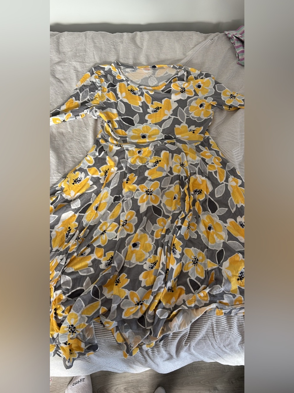 Gymboree Gray Dress with Yellow Floral Print